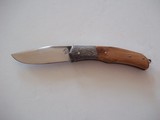 "Oiseau Tonnerre" Model Damascus Blade and Bolsters, Olive wood handle A spectacular Folder ! - 4 of 10