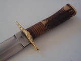 Thierry Le Senecal Medieval Hunting Dagger Fancy File Work Brass Butt Cap Leather Washers stag Combination Hefty Handle - 4 of 5
