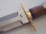 Thierry Le Senecal Medieval Hunting Dagger Fancy File Work Brass Butt Cap Leather Washers stag Combination Hefty Handle - 3 of 5