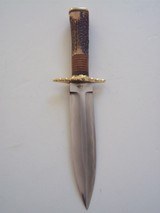 Thierry Le Senecal Medieval Hunting Dagger Fancy File Work Brass Butt Cap Leather Washers stag Combination Hefty Handle - 5 of 5