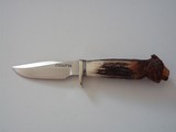 Randall Model # 23 Gamemaster Stainless Steel Blade Carved Sambar Crown Stag Handle 