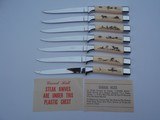 Rare Set of 8 Hand Carved Hall Howard Weyahok Scrimshawed Steak Knives - 2 of 6