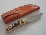J.B. Moore Small Utility-Hunting Knife German Silver Single Guard Stag Scales Wrist Thong A Beauty! - 2 of 7