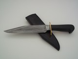 Bill Bagwell scarce one of a kind heavy-duty Camp/Bushcraft Damascus blade, barss guard, ebony handle, brass escutcheon 1981 - 2 of 3