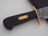 Bill Bagwell scarce one of a kind heavy-duty Camp/Bushcraft Damascus blade, barss guard, ebony handle, brass escutcheon 1981 - 3 of 3