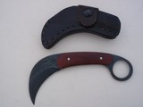 Shiva Ki Rare Karambit-Padauk Wood handle-Damascus Blade- Early Scarce seen Japanese Mon marking -Original Leather Scabbard- 1980 Production. - 1 of 2