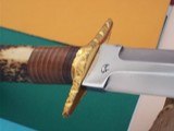 Thierry Le Senecal Medieval Hunting Dagger Fancy File Work Brass Butt Cap Leather Washers stag Combination Hefty Handle - 7 of 9
