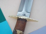 Thierry Le Senecal Medieval Hunting Dagger Fancy File Work Brass Butt Cap Leather Washers stag Combination Hefty Handle - 8 of 9