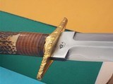 Thierry Le Senecal Medieval Hunting Dagger Fancy File Work Brass Butt Cap Leather Washers stag Combination Hefty Handle - 6 of 9