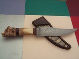 James Porter ABS Master Smith (Deceased) Scagel-Type Bowie Knife-All Damascus Fittings-Carved 