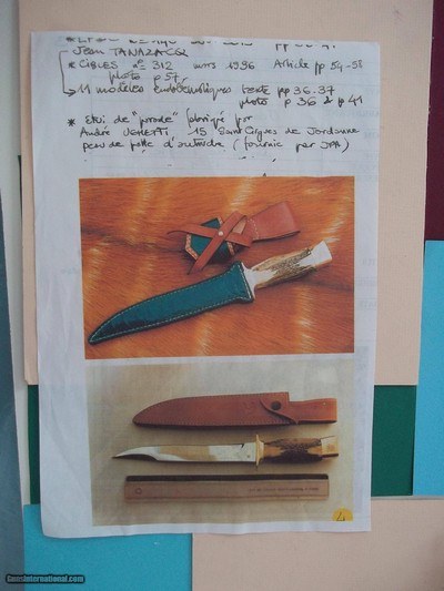 Jean Tanazacq The Dean of French Knifemakers PRAIRIE 1 Prototype Combat/Fighting Knife Rare Stag Handle Engraved Guard October 17, 1984 Production