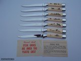 Rare Set of 8 Hand Carved Hall Howard Weyahok Scrimshawed Steak Knives - 2 of 7