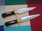 Magnificent cased Bowie and Dagger ensemble 1969 by Bill Bagwell-engraved by Wilton English-Ebony Handles-Scarce 