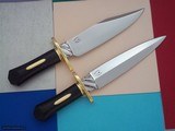 Magnificent cased Bowie and Dagger ensemble 1969 by Bill Bagwell-engraved by Wilton English-Ebony Handles-Scarce 