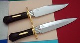 Magnificent cased Bowie and Dagger ensemble 1969 by Bill Bagwell-engraved by Wilton English-Ebony Handles-Scarce 