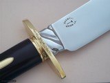 Magnificent cased Bowie and Dagger ensemble 1969 by Bill Bagwell-engraved by Wilton English-Ebony Handles-Scarce 