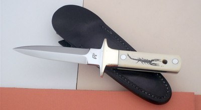 Jean Tanazacq The Dean of French Knifemakers TOURANE Prototype Ivory Handle Scrimshaw By Jean-Pierre Coubert 1988