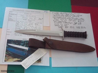 Jean Tanazacq The Dean of French Knifemaker Wolrd War II Prototype Combat Dagger Leather washers handle with July 8, 1985 Production