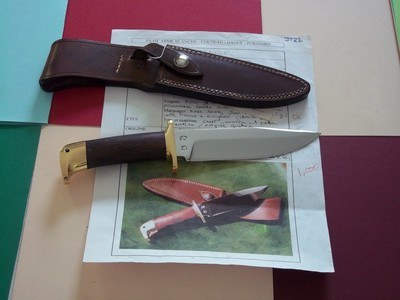Jean TANAZACQ model Tronçay 1 from the 1990's, like new, chocolate leather sheath, beautiful mirror-polished blade, brass guard. - Image 2 of 6