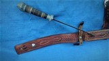 WW2 THEATER MADE FIGHTING KNIFE WITH LEATHER TOOLED SHEATH - 2 of 11