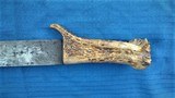 EARLY AMERICAN WHITETAIL DEER STAG HANDLE FIGHTING KNIFE 1840'S - 1 of 6