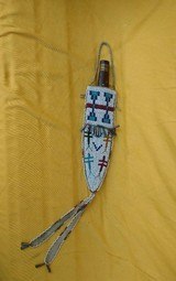 AMERICAN INDIAN FIGHTING KNIFE AND BEADED SHEATH - 16 of 16