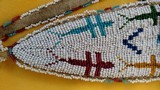 AMERICAN INDIAN FIGHTING KNIFE AND BEADED SHEATH - 2 of 16
