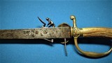 FLINTLOCK PISTOL ON SHORT SWORD 18TH CENTURY ORIGINAL - 10 of 11