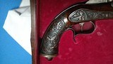 DUELING PISTOLS - CASED - 9 MM BELGIUM - PAIR - LARGE BORE - CARVED WOOD - 7 of 9