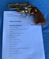 COLT PYTHON- 2 1/2” BARREL- NICKEL FINISH - FACTORY LETTER - 2 of 19
