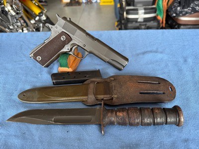 Colt 1911A1 WW2 w/ Camillus Fighting Knife - Image 7 of 14