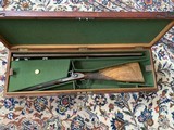 Magnificent Best French Pinfire made by Hedeline in Paris 1882 with Leopold Bernard Damascus Barrels and Case; a spectacular gun much original finish - 1 of 15