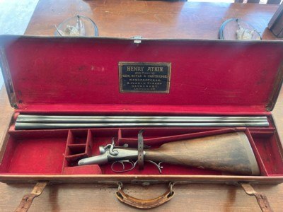 Atkin 12 gauge hammer gun with case No. 2 of a pair