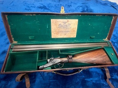 W.W. Greener 12 Gauge Pigeon Hammer Shotgun with Case