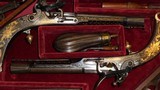 RARE MOST BEAUTIFUL PAIR OF ELABORATELY GOLD INLAID & FINELY ENGRAVED METAL SCOTTISH PISTOLS FROM MARSHALL & SONS EDINBURGH. SCOTLAND - 2 of 4