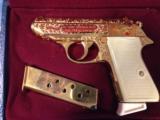 Walther PPK/S, German, Factory Engraved, Gold, .380, mint, rare! - 1 of 6