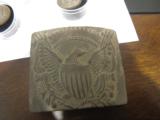 RARE 1812 MILITIA BELT BUCKLE, KEEPER AND BELT ATTACHMENT INTACT, ESTATE OF COLLECTOR IN THE SAVANNA AREA - 1 of 3