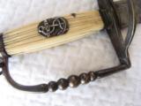 1767-78 Samuel & George Harvey ,navy hanger sword, signed, Family motto Bushy tail fox on blade - 10 of 14