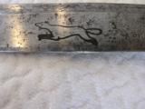 1767-78 Samuel & George Harvey ,navy hanger sword, signed, Family motto Bushy tail fox on blade - 2 of 14