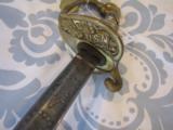 SILVER HILT, HAND ENGRAVED SCABBARD MOUNTS EMERSON & SILVER 1852 MODEL NAVY OFFICERS SWORD - 12 of 15
