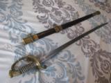 SILVER HILT, HAND ENGRAVED SCABBARD MOUNTS EMERSON & SILVER 1852 MODEL NAVY OFFICERS SWORD - 1 of 15
