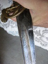 Rare SILVER HILT, Civil War SWORD, Semi Precious GARNET POMMEL CAP sword ,ACID ETCHED BLADE BATTLE SCEAN, UNION ON GRIP - 15 of 15
