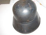 Beaded Luftschutz helmet , Original Blue flack gun battery, liner,rolled edge, partial insignia on front ,missing swastica, maker in back - 8 of 9