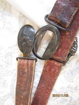1812 INFANTRY belt ,two piece ,rare Indian Princess Head sword,pearl grips, blue & gold washed, Both in above good condition - 13 of 15