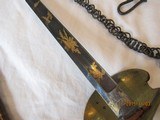 1812 INFANTRY belt ,two piece ,rare Indian Princess Head sword,pearl grips, blue & gold washed, Both in above good condition - 6 of 15