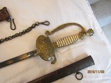 1812 INFANTRY belt ,two piece ,rare Indian Princess Head sword,pearl grips, blue & gold washed, Both in above good condition - 2 of 15