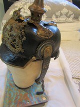 Rare Bavarian WW1 Officers Helmet ,Cockades, Shilled Chin Strap,Bavarian front plate, Minty liner, hard to find in this shape - 3 of 12