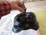 WW1 PRUSSIAN Infantry PICKLEHAUBE, Lined ,Chin Strap ,ARSENAL 1918 DATE - 2 of 10