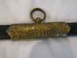 Rare WW1 ITALIAN NAVY, DOUBLE ETCHED ,SAILING SHIPS,BLUED GOLD WASHED, E & F HORSTER, RAY SKIN GRIP,ELABORATE LEATHER SCABBARD - 5 of 15