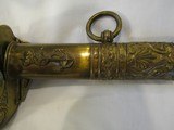 Rare WW1 ITALIAN NAVY, DOUBLE ETCHED ,SAILING SHIPS,BLUED GOLD WASHED, E & F HORSTER, RAY SKIN GRIP,ELABORATE LEATHER SCABBARD - 4 of 15